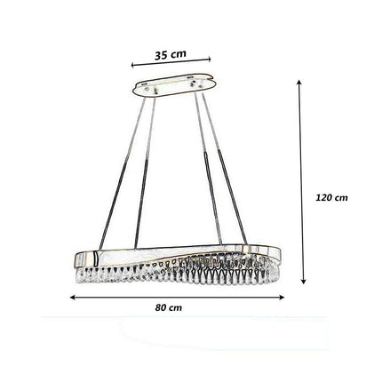 Lampadario led a sospensione oro 45 watt con cristalli in acrilico contemporaneo luce bianca fredda 6500k - enzoled