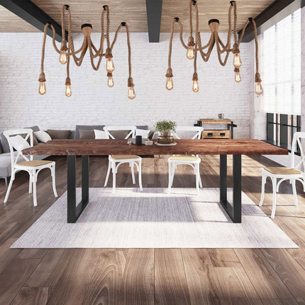 Lampadario ragno a sospensione 6 corde portalampada e27 lampada country retro arredamento rustico - enzoled