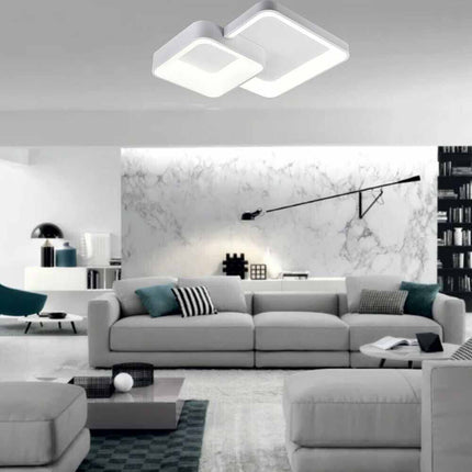 Plafoniera da soffitto a led 58 watt due quadrati lampadario cct tre colorazioni da 3000k a 6500k - enzoled