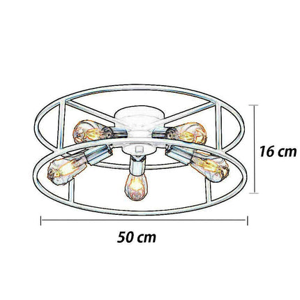 Plafoniera da soffitto stile industriale lampada in metallo nero con 5 portalampada oro E27 camera da letto soggiorno - enzoled