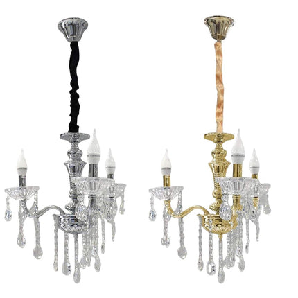 Lampadario da soffitto a 3 bracci a sospensione con sfere cristalli pendenti lampada sospesa retrò classico attacco e14 - enzoled