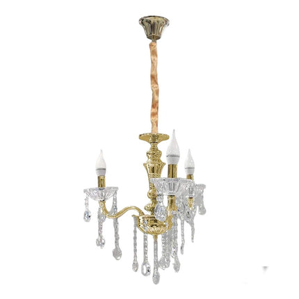 Lampadario da soffitto a 3 bracci a sospensione con sfere cristalli pendenti lampada sospesa retrò classico attacco e14 - enzoled