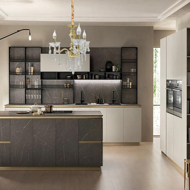 Lampadario da soffitto a 3 bracci a sospensione con sfere cristalli pendenti lampada sospesa retrò classico attacco e14 - enzoled