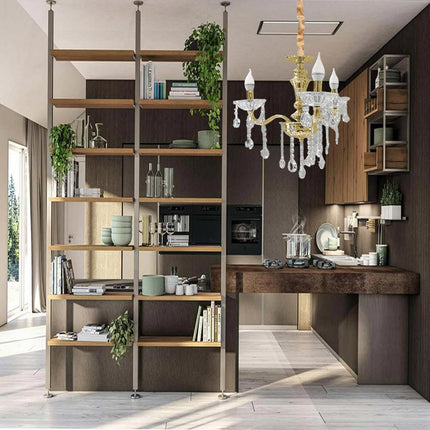 Lampadario da soffitto a 3 bracci a sospensione con sfere cristalli pendenti lampada sospesa retrò classico attacco e14 - enzoled