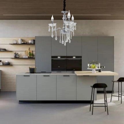 Lampadario da soffitto a 3 bracci a sospensione con sfere cristalli pendenti lampada sospesa retrò classico attacco e14 - enzoled