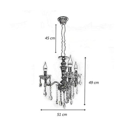 Lampadario da soffitto a 3 bracci a sospensione con sfere cristalli pendenti lampada sospesa retrò classico attacco e14 - enzoled