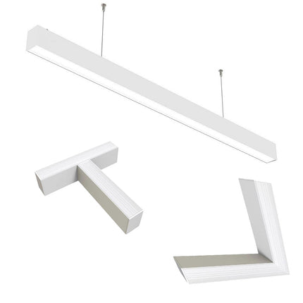 Lampadario lineare a sospensione da soffitto bianco 40 watt connettore di giunzione a T 15 watt o a L 12 watt tecnologia cct - enzoled