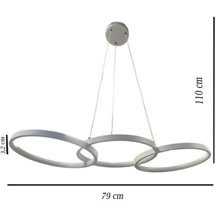 Lampadario a led 45 watt lampada moderna a sospensione tre cerchi luce fredda 6500k calda 3000k naturale 4000k - enzoled
