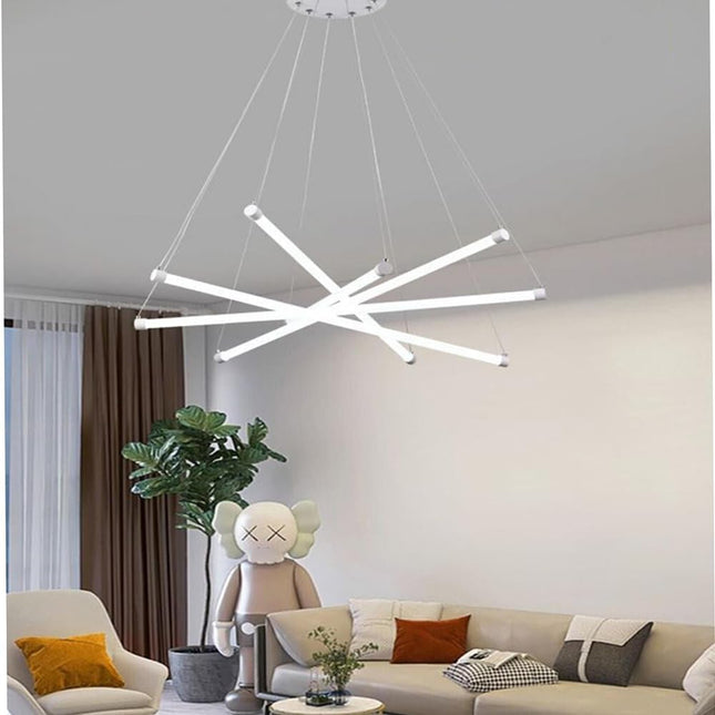 Lampadario a led ultra moderno 55 watt lampada a sospensione a raggi luce fredda 6500k calda 3000k naturale 4000k - enzoled
