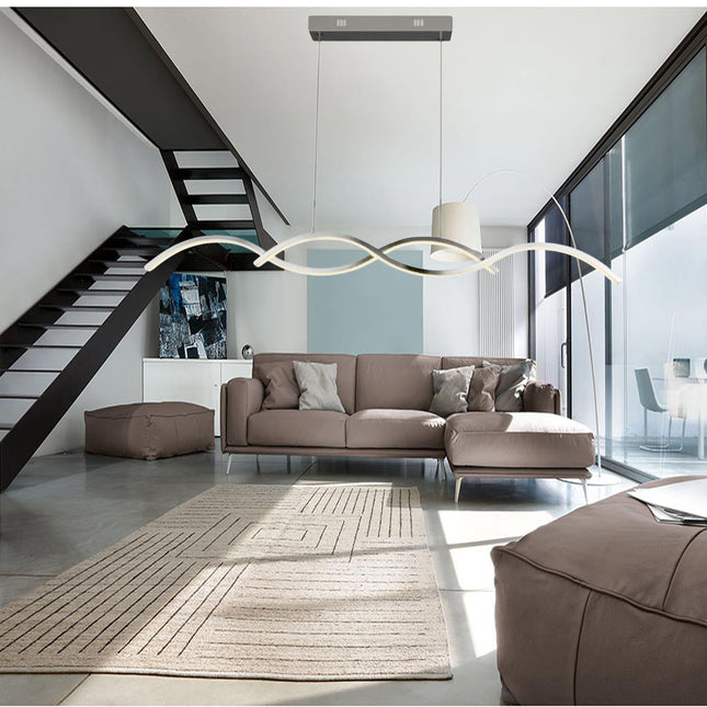 Lampadario led a sospensione 25 watt luce fredda 6500k o naturale 4000k lampada twist argento - enzoled