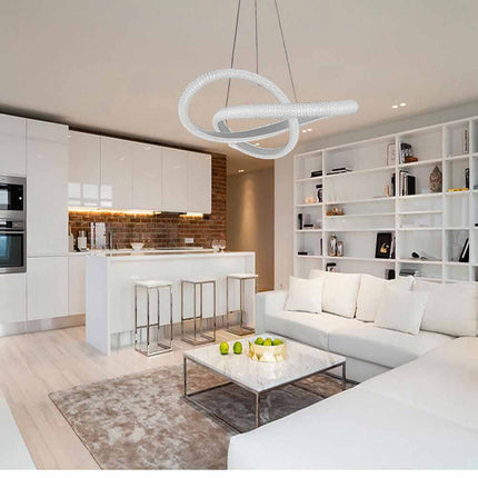 Lampadario led a sospensione effetto cristallo intrecciato 40 watt design moderno bianco luce bianca fredda 6500k calda 3000k naturale 4000k - enzoled