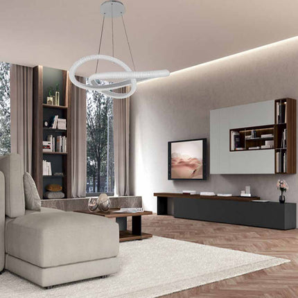 Lampadario led a sospensione effetto cristallo intrecciato 40 watt design moderno bianco luce bianca fredda 6500k calda 3000k naturale 4000k - enzoled