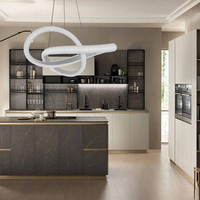 Lampadario led a sospensione effetto cristallo intrecciato 40 watt design moderno bianco luce bianca fredda 6500k calda 3000k naturale 4000k - enzoled