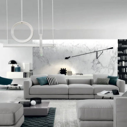 Lampadario led bianco a sospensione 80 watt con cristalli in acrilico contemporaneo luce bianca fredda 6500k o naturale 4000k - enzoled