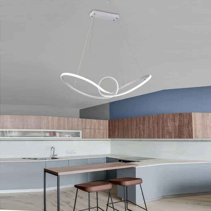 Lampadario led moderno bianco lampada a sospensione 38 watt luce bianca fredda 6500k naturale 4000k e calda 3000k arredamento - enzoled