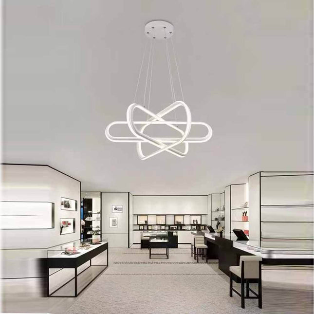 Lampadario led moderno bianco lampada soggiorno a sospensione 94 watt luce bianca fredda 6500k calda 3000k naturale 4000k - enzoled