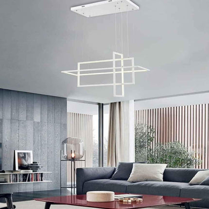 Lampadario led sospensione geometrico 76 watt 3 rettangoli moderno lampada da soffitto 6080Lm luce bianca fredda 6500K calda 3000K naturale 4000k - enzoled
