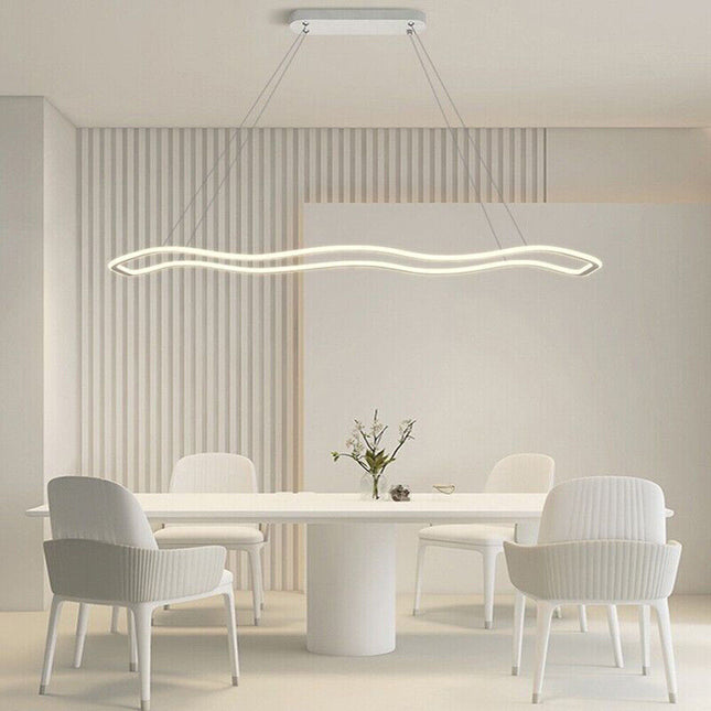 Lampadario modero bianco ondulato a led 48 watt lampada sospensione luce fredda 6500k calda 3000k naturale 4000k - enzoled