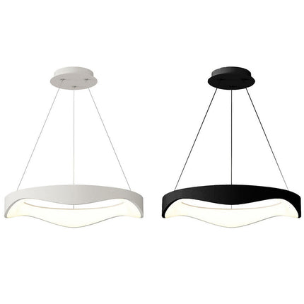 Lampadario a sospensione a led a onda 38 watt ultra moderna tre colorazione di luce fredda 6500k calda 3000k naturale 4000k - enzoled