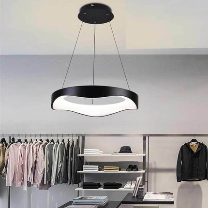 Lampadario a sospensione a led a onda 38 watt ultra moderna tre colorazione di luce fredda 6500k calda 3000k naturale 4000k - enzoled