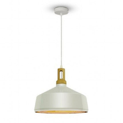 Lampadario a sospensione stile industriale in metallo pendente a coppa attacco E27 luce tavolo cucina di colore nero o bianco - enzoled