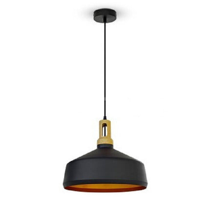 Lampadario a sospensione stile industriale in metallo pendente a coppa attacco E27 luce tavolo cucina di colore nero o bianco - enzoled