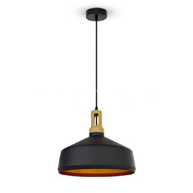 Lampadario a sospensione stile industriale in metallo pendente a coppa attacco E27 luce tavolo cucina di colore nero o bianco - enzoled