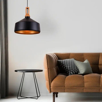 Lampadario a sospensione stile industriale in metallo pendente a coppa attacco E27 luce tavolo cucina di colore nero o bianco - enzoled