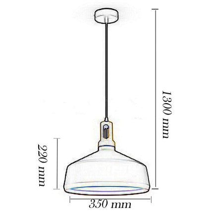Lampadario a sospensione stile industriale in metallo pendente a coppa attacco E27 luce tavolo cucina di colore nero o bianco - enzoled