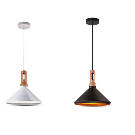 Lampadario a sospensione stile industriale lampada pendente attacco E27 luce tavolo cucina di colore nero o bianco - enzoled