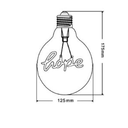 Lampadina ambrata con led a filamento che crea la scritta hope 4 watt E27 lampada decorativa stile vintage luce calda 2500k - enzoled