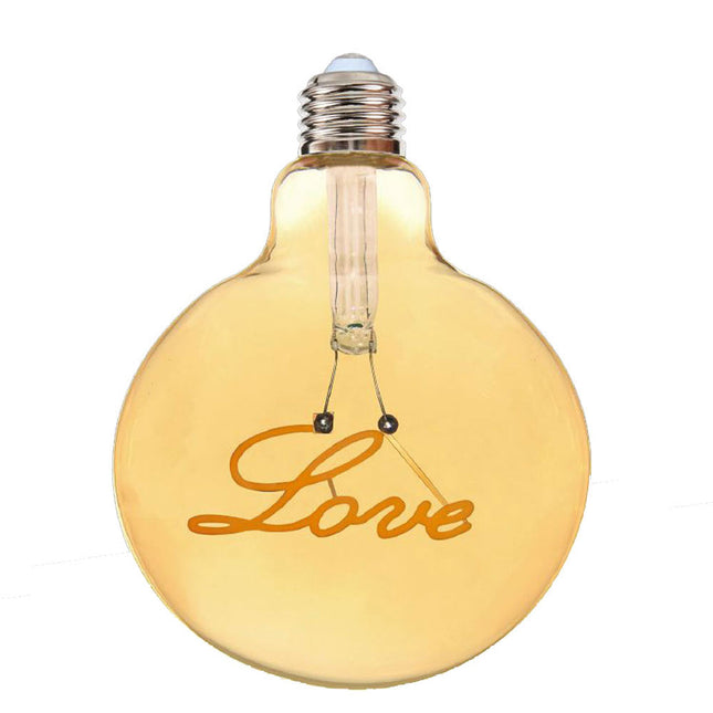 Lampadina ambrata con led a filamento che crea la scritta LOVE 4 watt E27 lampada decorativa stile vintage luce calda 2500k - enzoled