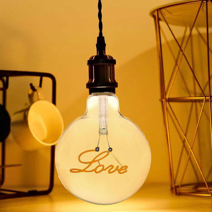 Lampadina ambrata con led a filamento che crea la scritta LOVE 4 watt E27 lampada decorativa stile vintage luce calda 2500k - enzoled