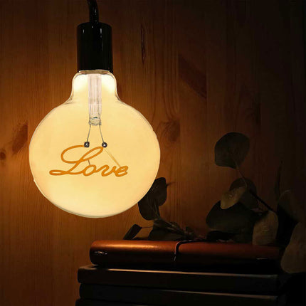 Lampadina ambrata con led a filamento che crea la scritta LOVE 4 watt E27 lampada decorativa stile vintage luce calda 2500k - enzoled