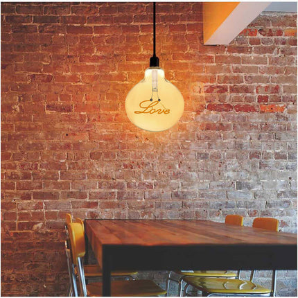Lampadina ambrata con led a filamento che crea la scritta LOVE 4 watt E27 lampada decorativa stile vintage luce calda 2500k - enzoled