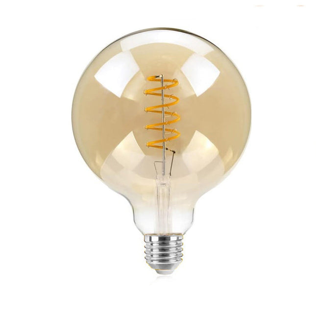 Lampadina con led spirale a filamento 4 watt attacco E27 sfera in vetro ambrato lampada vintage luce calda 2500k - enzoled