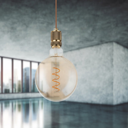 Lampadina con led spirale a filamento 4 watt attacco E27 sfera in vetro ambrato lampada vintage luce calda 2500k - enzoled