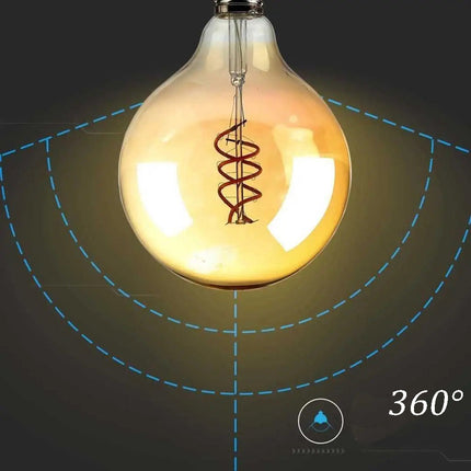 Lampadina con led spirale a filamento 4 watt attacco E27 sfera in vetro ambrato lampada vintage luce calda 2500k - enzoled