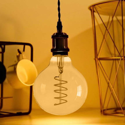 Lampadina led E27 globo 4 watt con filamento a torciglione luce calda 2500k lampada in vetro decorativa - enzoled