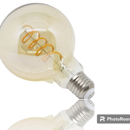 Lampadina led E27 globo G95 4 watt con filamento a torciglione luce calda 2500k lampada in vetro decorativa - enzoled