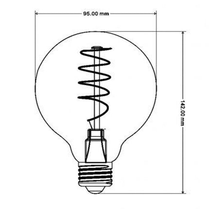 Lampadina led E27 globo G95 4 watt con filamento a torciglione luce calda 2500k lampada in vetro decorativa - enzoled