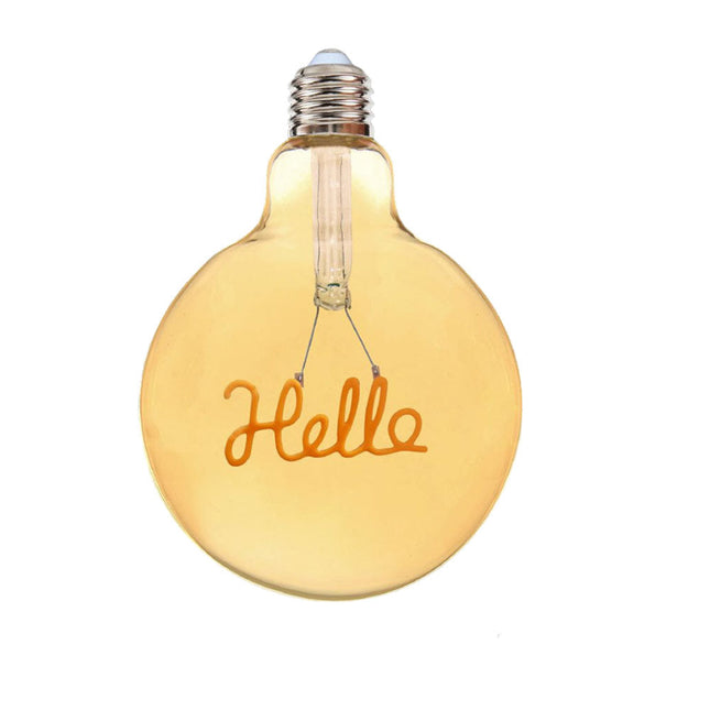 Lampadina ambrata con led a filamento che crea la scritta hello 4 watt E27 lampada decorativa stile vintage - enzoled