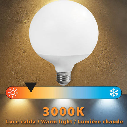 Lampadina a led 21 watt attacco e27 a globo G125 luce fredda 6500k calda 3000k naturale 4000k - enzoled