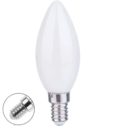 Lampadina a led filamento opaca 4 watt attacco e14 candela a luce fredda 6500k calda 2700k naturale 4000K - enzoled