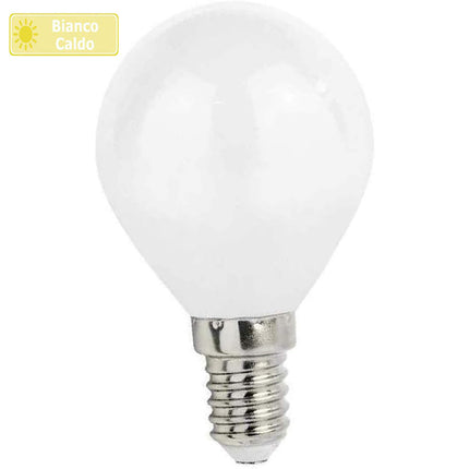Lampadina a led filamento opaca 4 watt g45 attacco e14 sfera a luce fredda 6500k calda 2700k naturale 4000K - enzoled