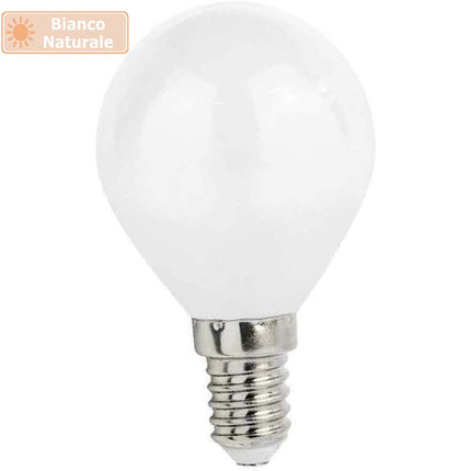 Lampadina a led filamento opaca 4 watt g45 attacco e14 sfera a luce fredda 6500k calda 2700k naturale 4000K - enzoled
