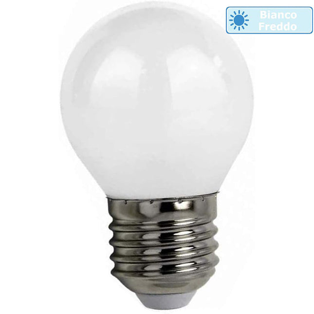 Lampadina a led filamento opaca 4 watt g45 attacco e27 sfera a luce fredda 6500k calda 2700k naturale 4000k - enzoled