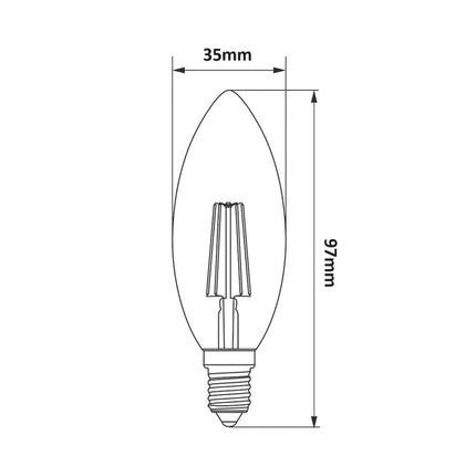 Lampadina in vetro a led a filamento 4 watt candela E14 luce fredda 6500k calda 3000k naturale 4000k - enzoled