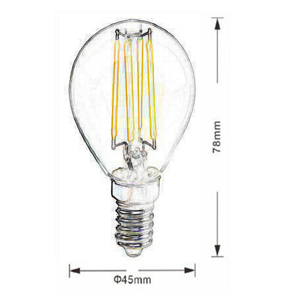Lampadina led a filamento 4 watt g45 attacco E14 sfera in vetro luce fredda 6500k calda 3000k naturale 4000k - enzoled