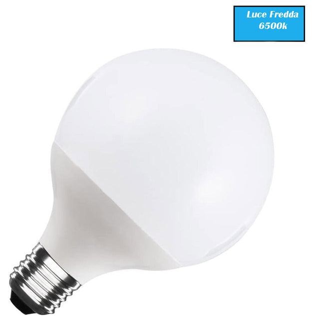 Lampadina led a sfera 18 watt attacco e27 lampada basso consumo G95 luce fredda 6500k calda 3000k naturale 4000k - enzoled